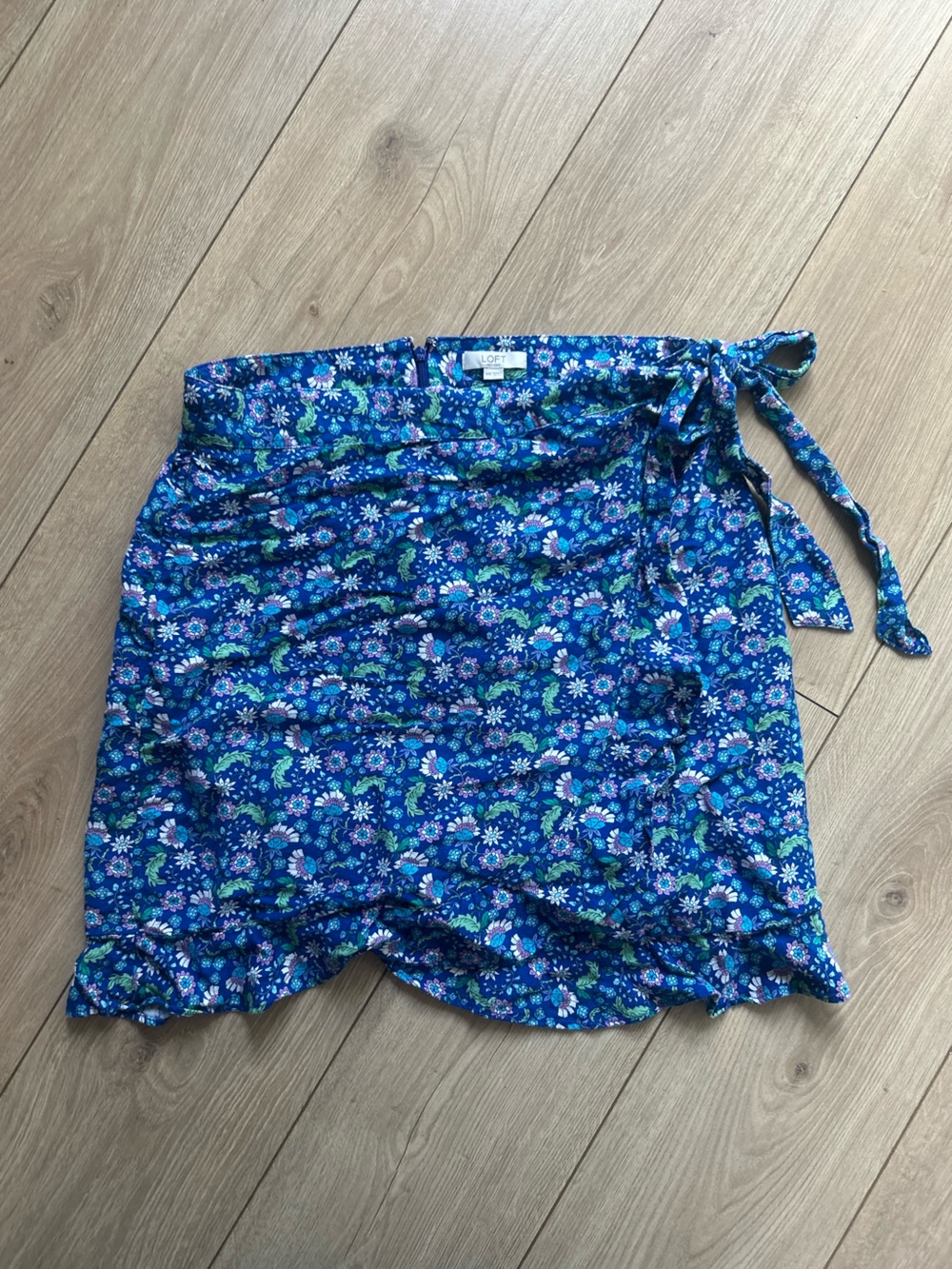 LOFT Blue Floral Wrap Skirt